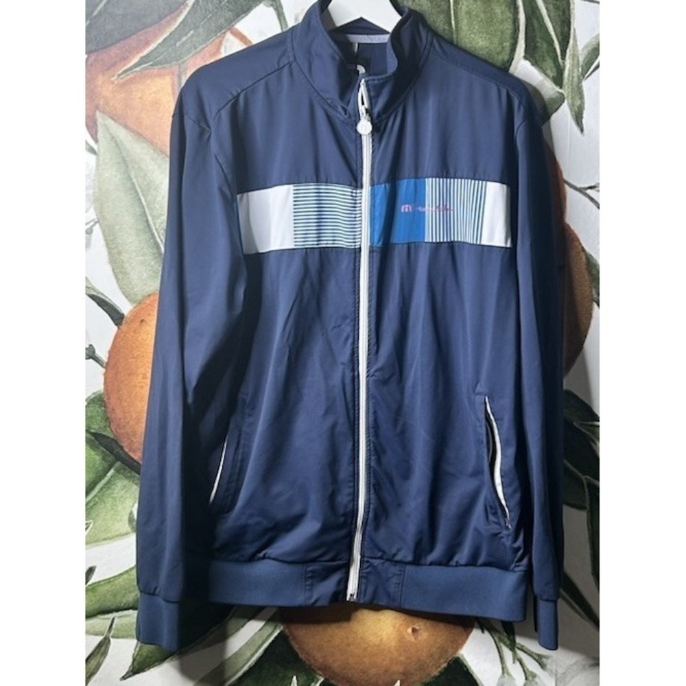Travis Mathew Jacket Mens Large Blue Full Zip Track Golf‎ Athletic Cotton Blend